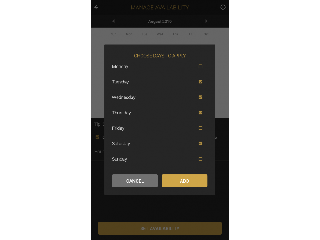 Setting Availability Step 1a