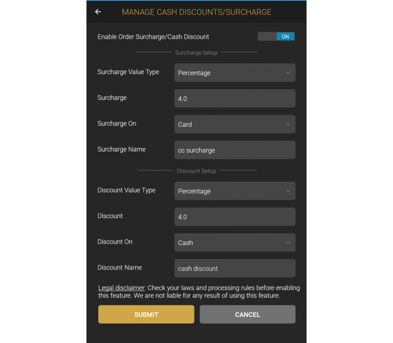 Manage Surcharge