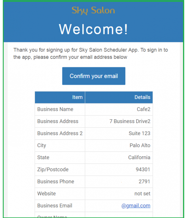 sample welcome email